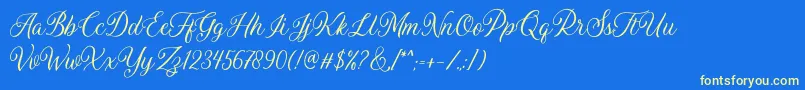 Daytonia Free-Schriftart – Gelbe Schriften auf blauem Hintergrund