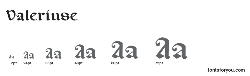 Valeriuse Font Sizes