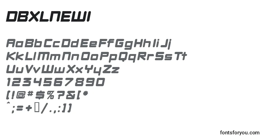 A fonte DBXLNEWI (124590) – alfabeto, números, caracteres especiais