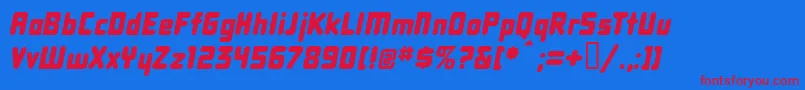 フォントDBXLNI   – 赤い文字の青い背景