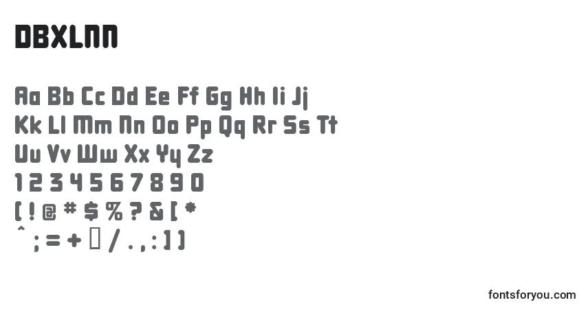 A fonte DBXLNN   (124592) – alfabeto, números, caracteres especiais