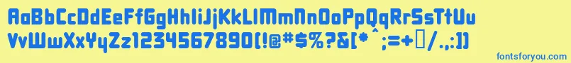 フォントDBXLNN   – 青い文字が黄色の背景にあります。