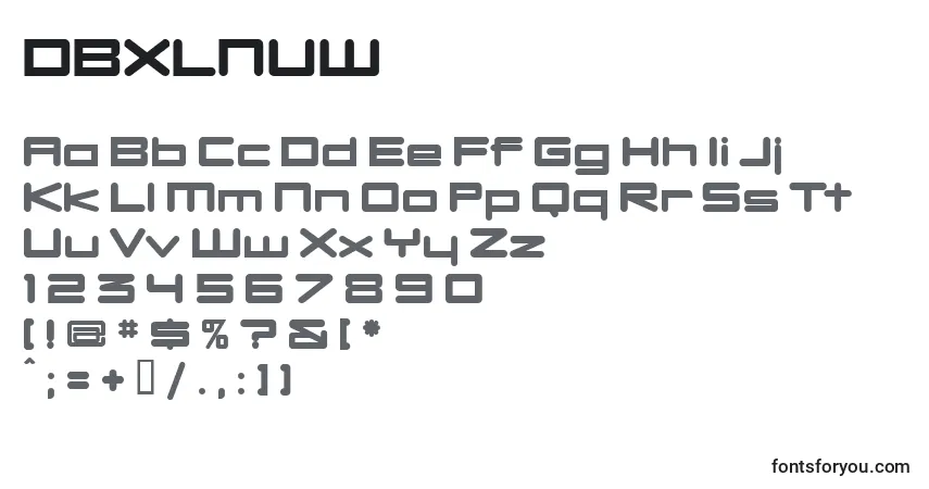 Schriftart DBXLNUW  (124593) – Alphabet, Zahlen, spezielle Symbole