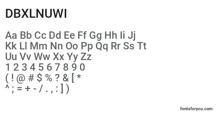 A fonte DBXLNUWI (124594) – alfabeto, números, caracteres especiais