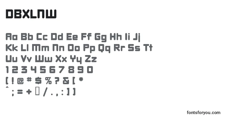 Шрифт DBXLNW   (124595) – алфавит, цифры, специальные символы