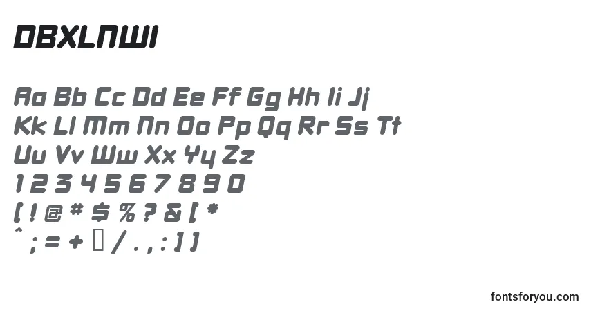 Fuente DBXLNWI  (124596) - alfabeto, números, caracteres especiales