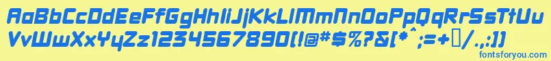 Czcionka DBXLNWI  – niebieskie czcionki na żółtym tle