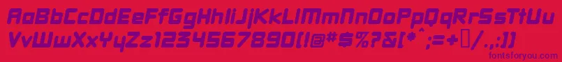 Police DBXLNWI  – polices violettes sur fond rouge