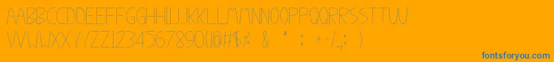 dcap font-Schriftart – Blaue Schriften auf orangefarbenem Hintergrund