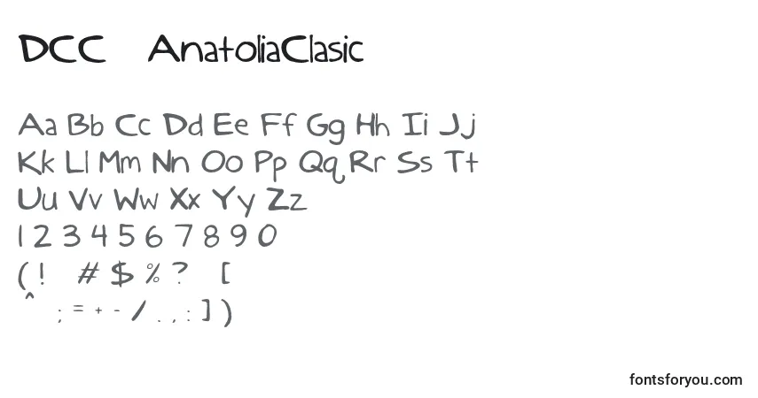 A fonte DCC   AnatoliaClasic – alfabeto, números, caracteres especiais
