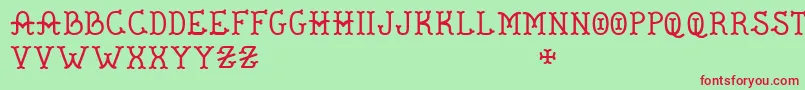 Шрифт De Flandre   BC – красные шрифты на зелёном фоне