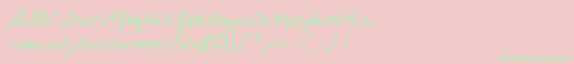 de Manu 1  MediumItalic-Schriftart – Grüne Schriften auf rosa Hintergrund