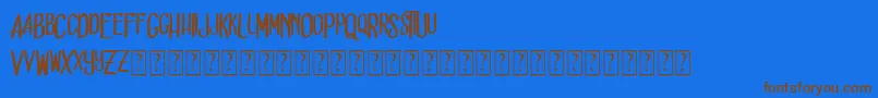 Dead solD-Schriftart – Braune Schriften auf blauem Hintergrund