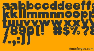 DjbCutoutsHearts font – Black Fonts On Orange Background