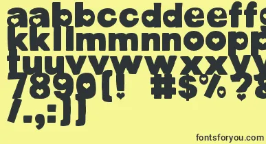 DjbCutoutsHearts font – Black Fonts On Yellow Background