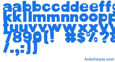 DjbCutoutsHearts font – Blue Fonts On White Background