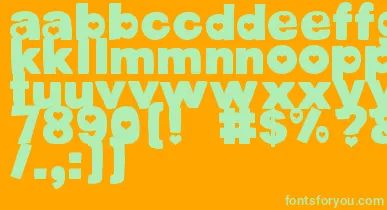 DjbCutoutsHearts font – Green Fonts On Orange Background