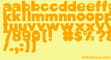 DjbCutoutsHearts font – Orange Fonts On Yellow Background