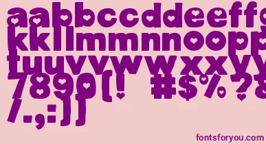 DjbCutoutsHearts font – Purple Fonts On Pink Background