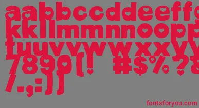 DjbCutoutsHearts font – Red Fonts On Gray Background