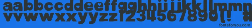 DjbCutoutsHearts Font – Black Fonts on Blue Background