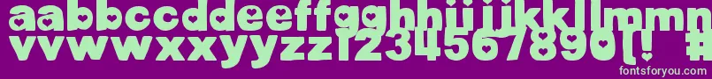 DjbCutoutsHearts Font – Green Fonts on Purple Background