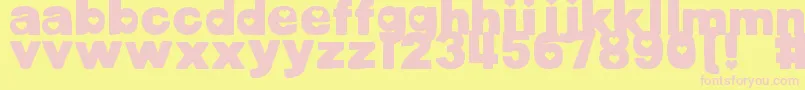 DjbCutoutsHearts-fontti – vaaleanpunaiset fontit keltaisella taustalla
