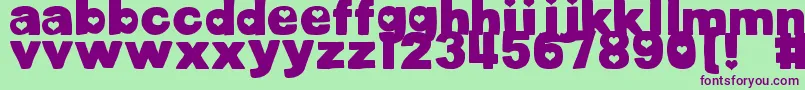 DjbCutoutsHearts Font – Purple Fonts on Green Background