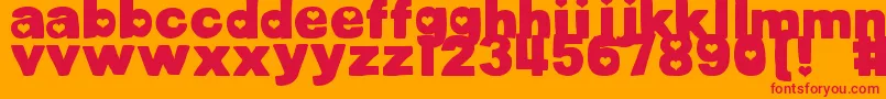 DjbCutoutsHearts Font – Red Fonts on Orange Background