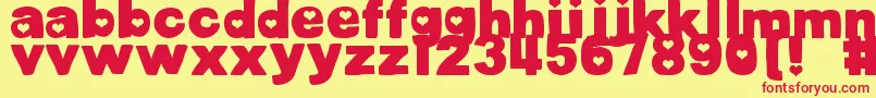 DjbCutoutsHearts Font – Red Fonts on Yellow Background