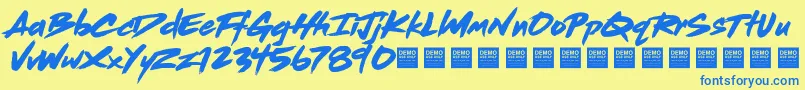 Dead Stock   Demo Font – Blue Fonts on Yellow Background