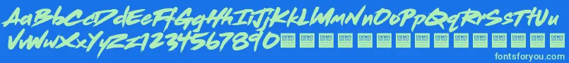 Dead Stock   Demo-Schriftart – Grüne Schriften auf blauem Hintergrund