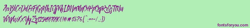Deadhead Brush DEMO Font – Purple Fonts on Green Background