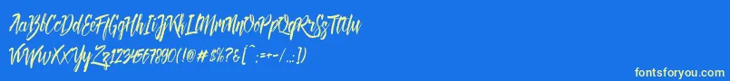 Deadhead Brush DEMO Font – Yellow Fonts on Blue Background