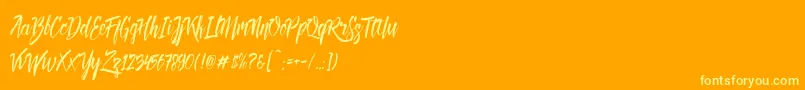 Deadhead Brush DEMO Font – Yellow Fonts on Orange Background