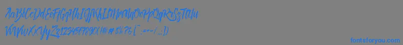 Deadhead Brush DEMO-Schriftart – Blaue Schriften auf grauem Hintergrund
