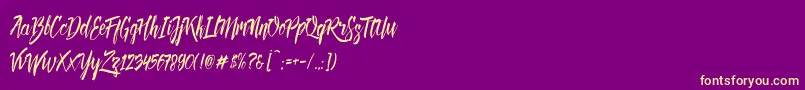 Deadhead Brush DEMO-Schriftart – Gelbe Schriften auf violettem Hintergrund