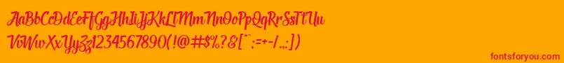 フォントDeadhead Script – オレンジの背景に赤い文字