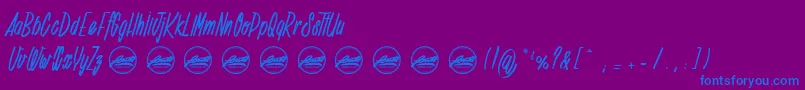 フォントDeadline Countdown PersonalUseOnly – 紫色の背景に青い文字