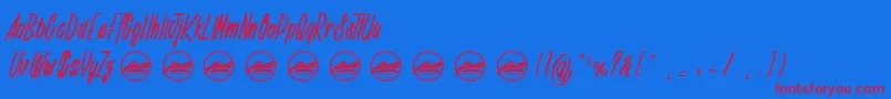 フォントDeadline Countdown PersonalUseOnly – 赤い文字の青い背景