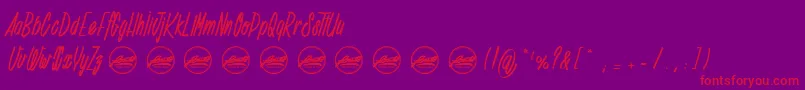 フォントDeadline Countdown PersonalUseOnly – 紫の背景に赤い文字