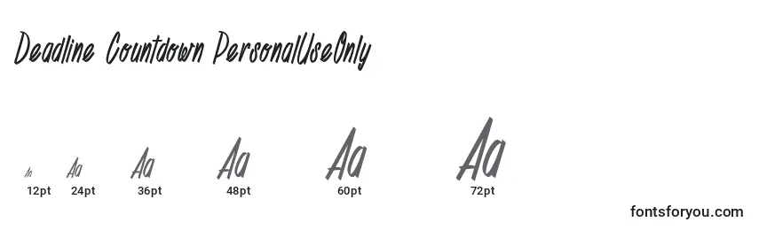 Deadline Countdown PersonalUseOnly Font Sizes