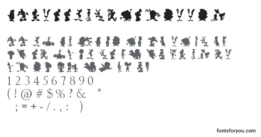 A fonte CartoonSilhouettes – alfabeto, números, caracteres especiais