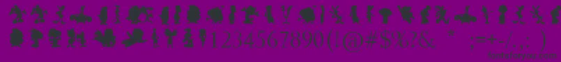 CartoonSilhouettes-Schriftart – Schwarze Schriften auf violettem Hintergrund