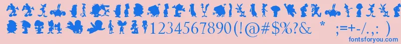 CartoonSilhouettes-fontti – siniset fontit vaaleanpunaisella taustalla