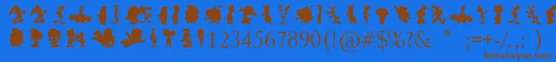 Saiba mais sobre a fonte CartoonSilhouettes Fonte CartoonSilhouettes – fontes marrons em um fundo azul