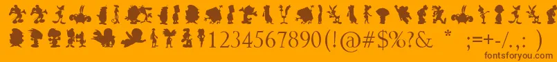 Czcionka CartoonSilhouettes – brązowe czcionki na pomarańczowym tle