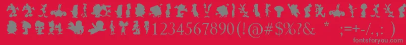 フォントCartoonSilhouettes – 赤い背景に灰色の文字