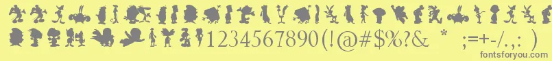 CartoonSilhouettes Font – Gray Fonts on Yellow Background