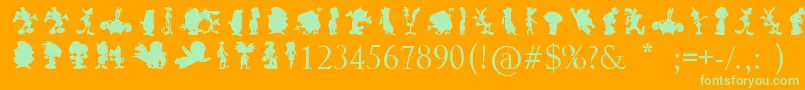 CartoonSilhouettes Font – Green Fonts on Orange Background